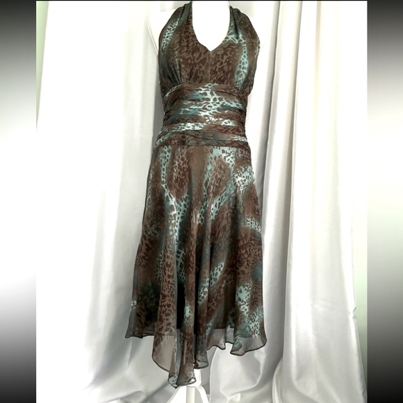 Silk halter dress animal print Donna Ricco - Picture 1 of 13